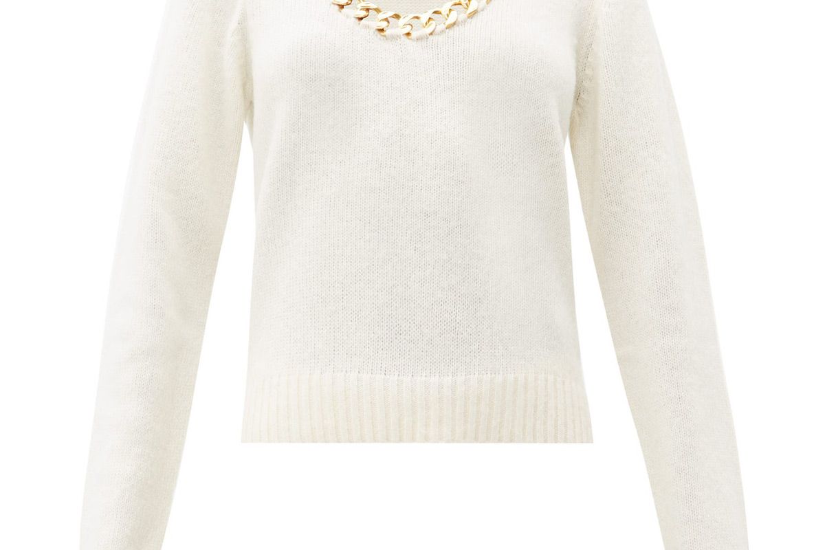 bottega veneta chain trim scoop neck wool sweater