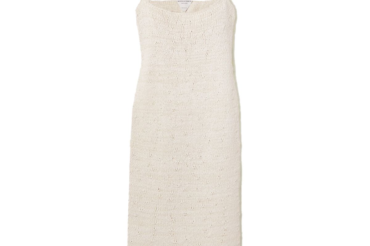 bottega veneta cotton blend midi dress