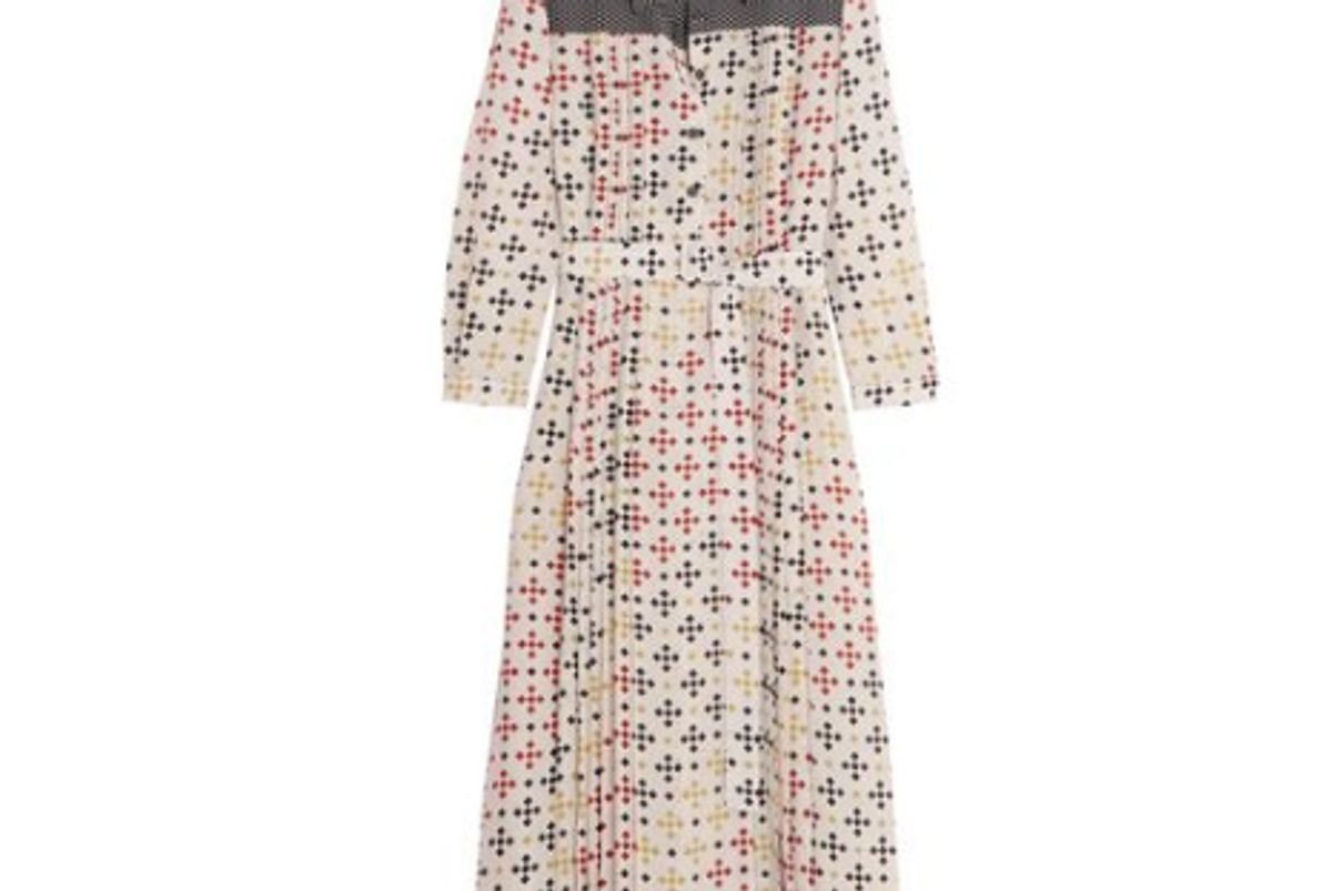 bottega veneta printed silk crepe de chine midi dress