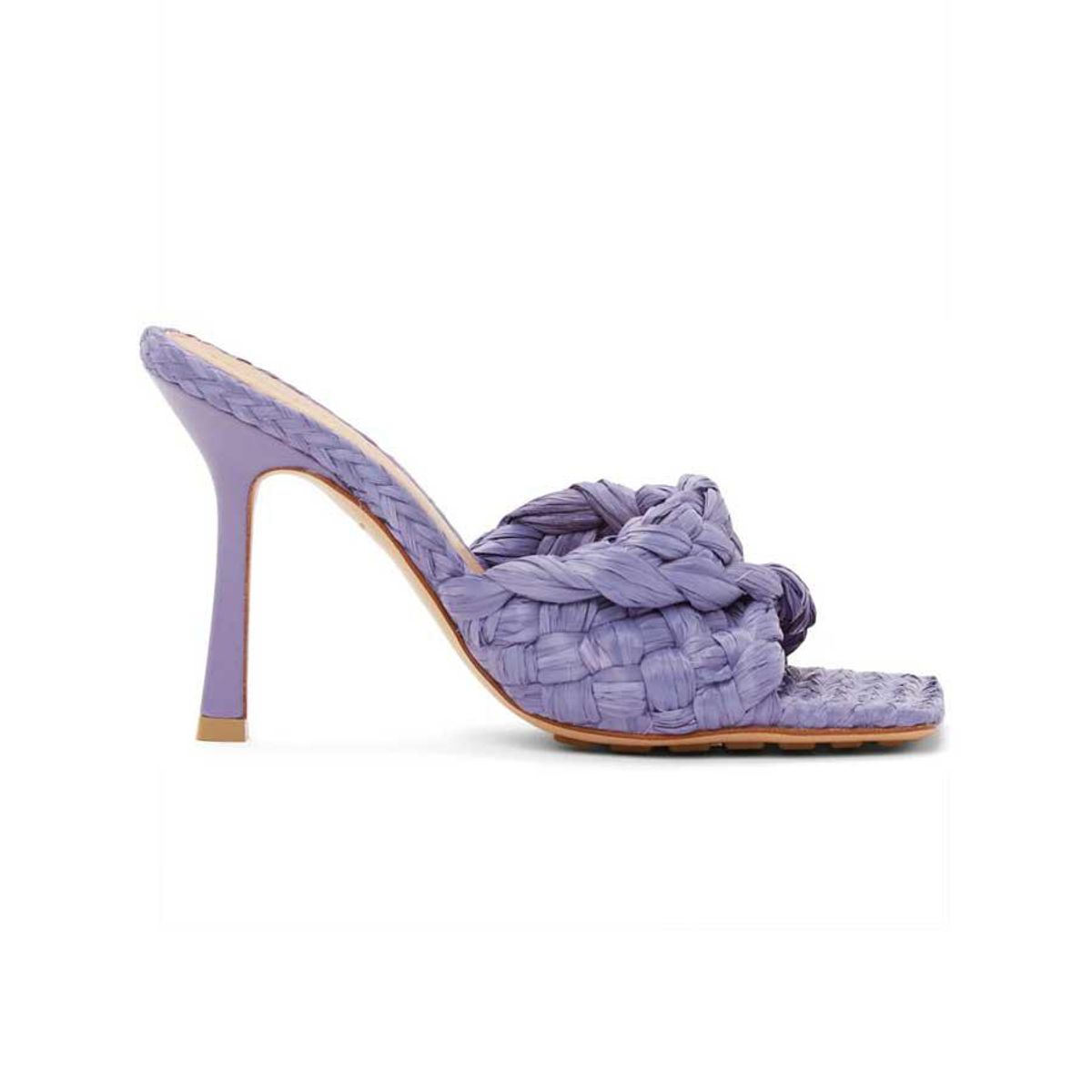 bottega veneta raffia stretch heeled mules