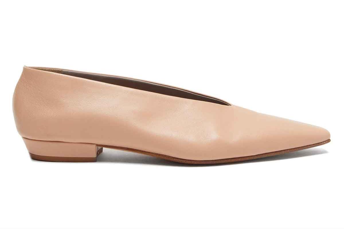 bottega veneta squared toe leather flats