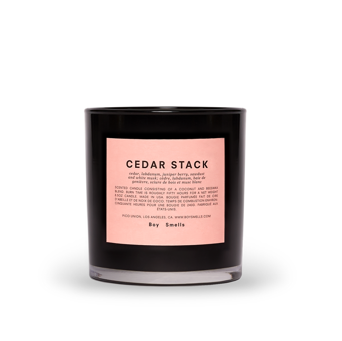 boy smells cedar stack