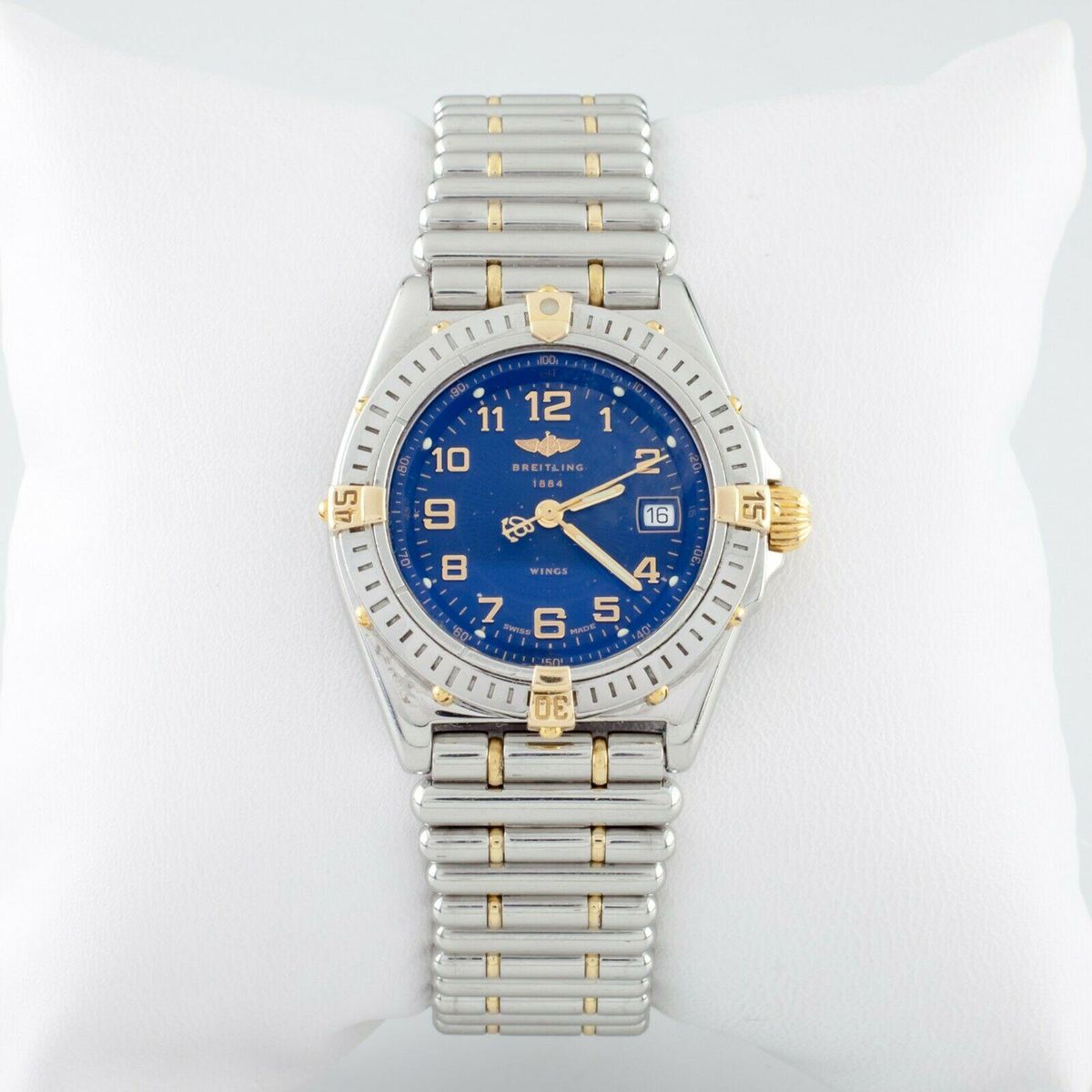 breitling two tone ss 18k gold wings quartz ladies watch b67350