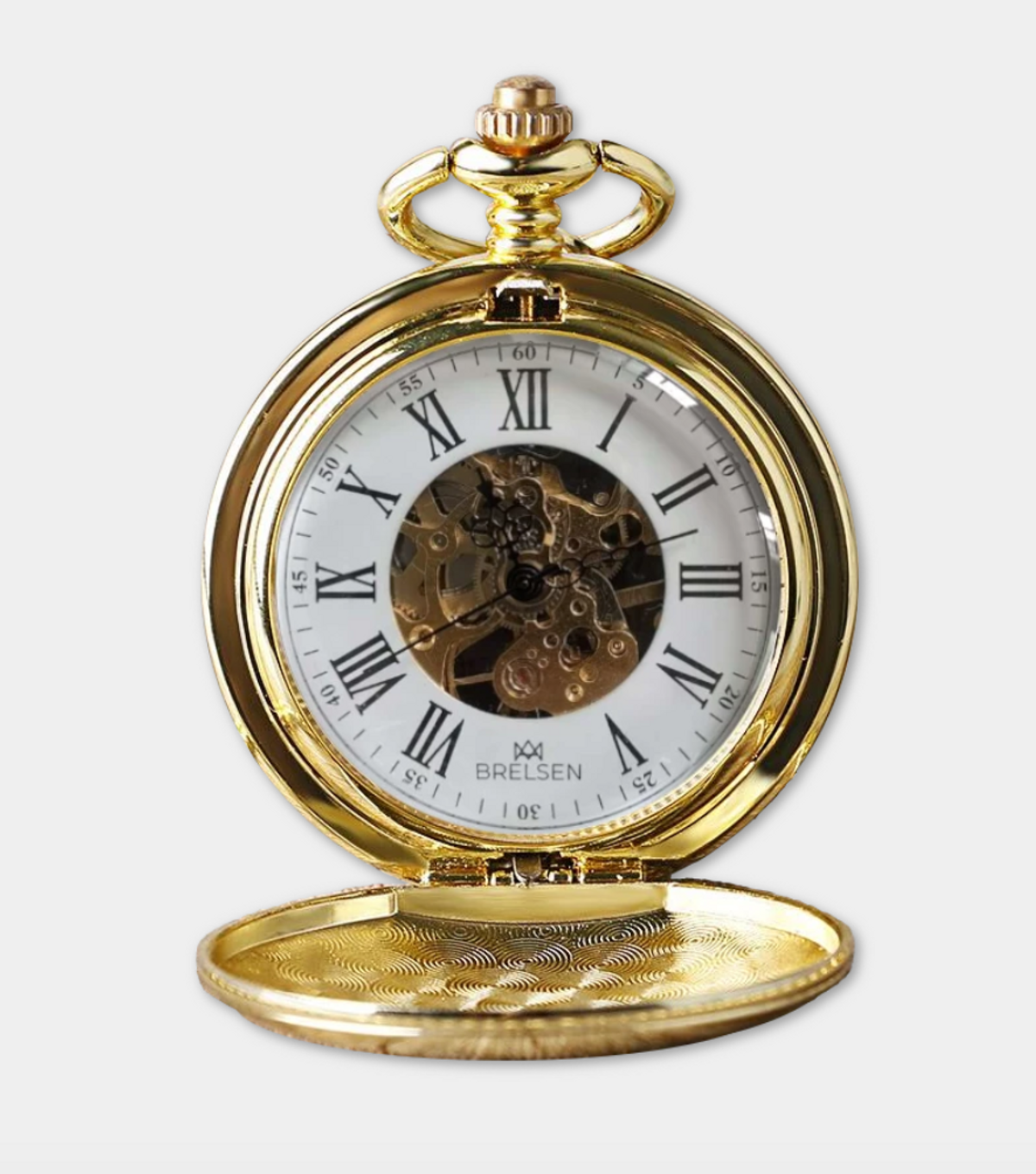 brelsen royal gold double hunter mechanical pocket watch