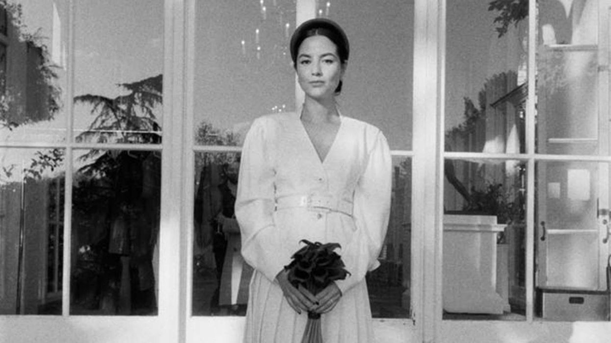 bride posing in casual wedding gown