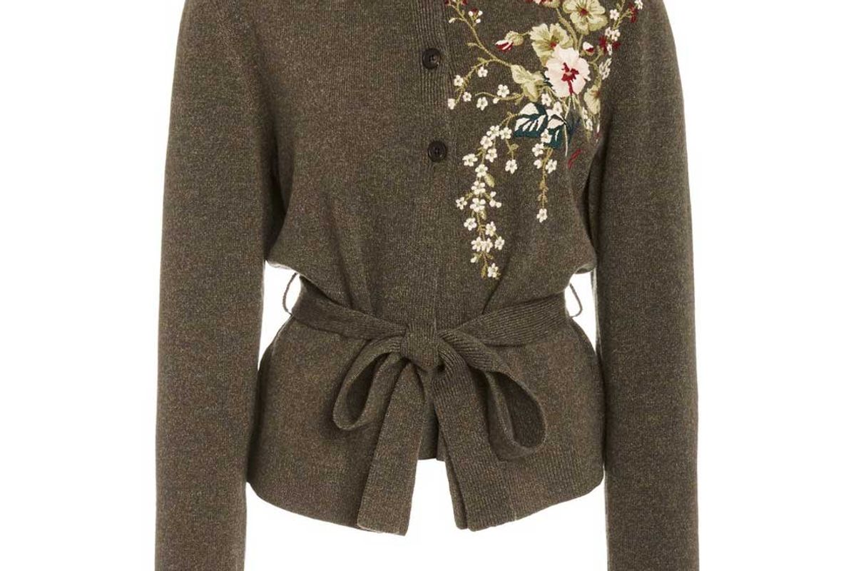 brock collection embroidered wool cashmere cardigan