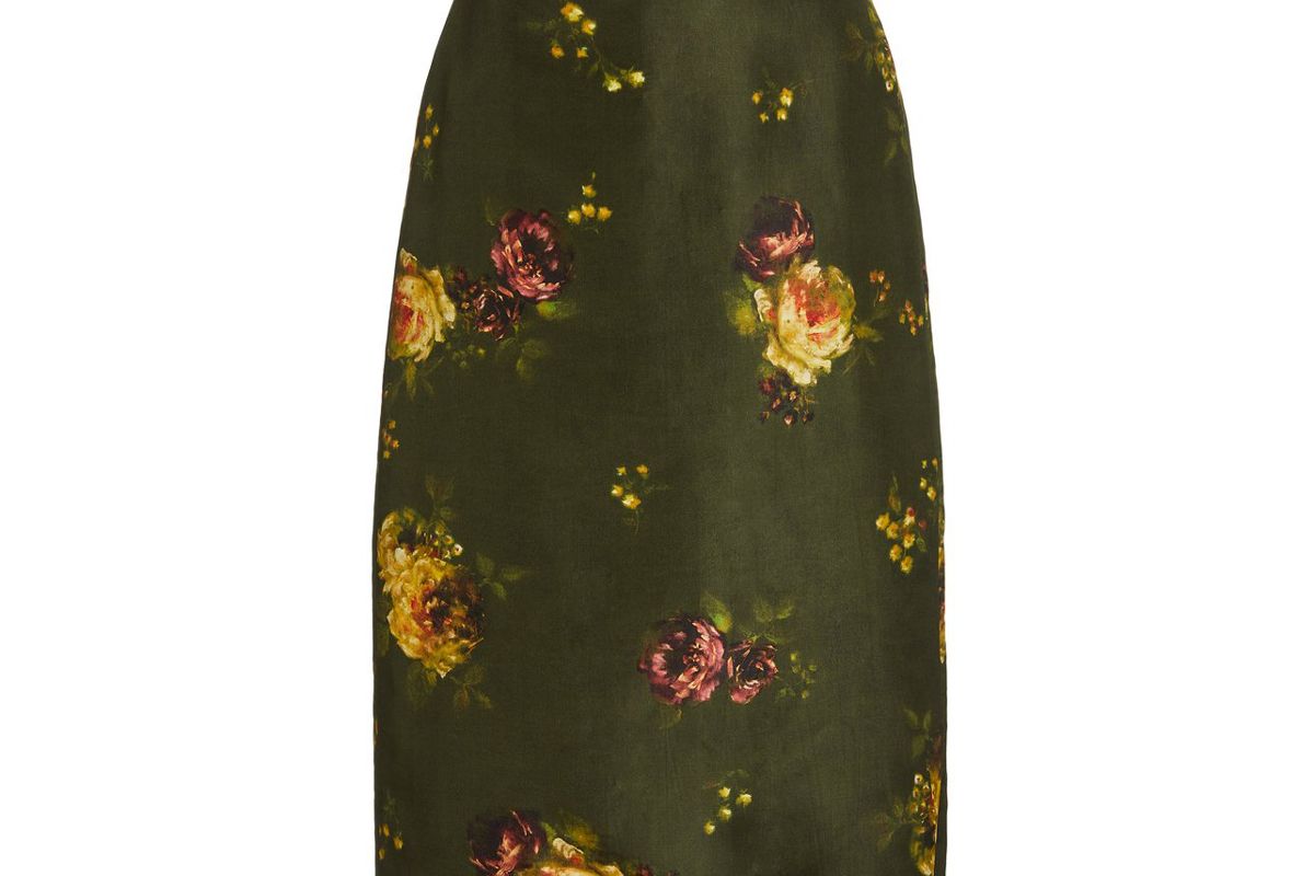 brock collection rabbit floral print silk skirt