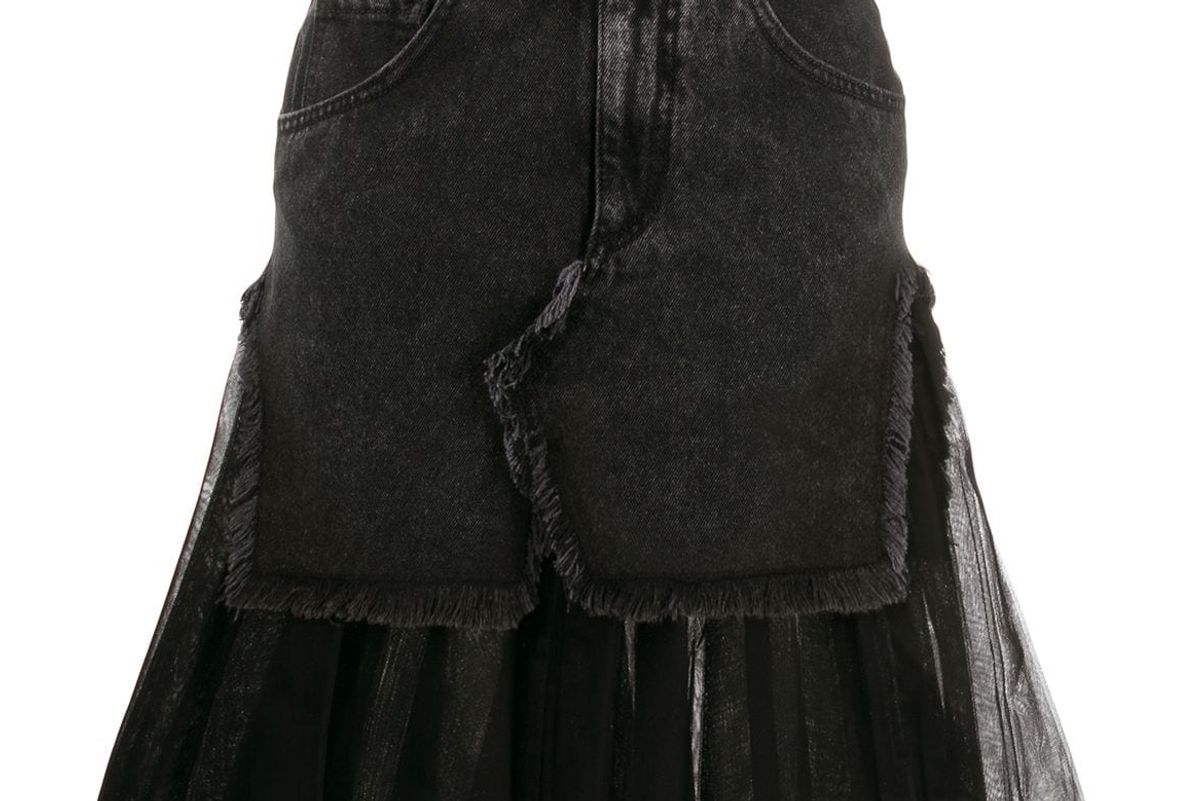 brognano tulle hem denim skirt