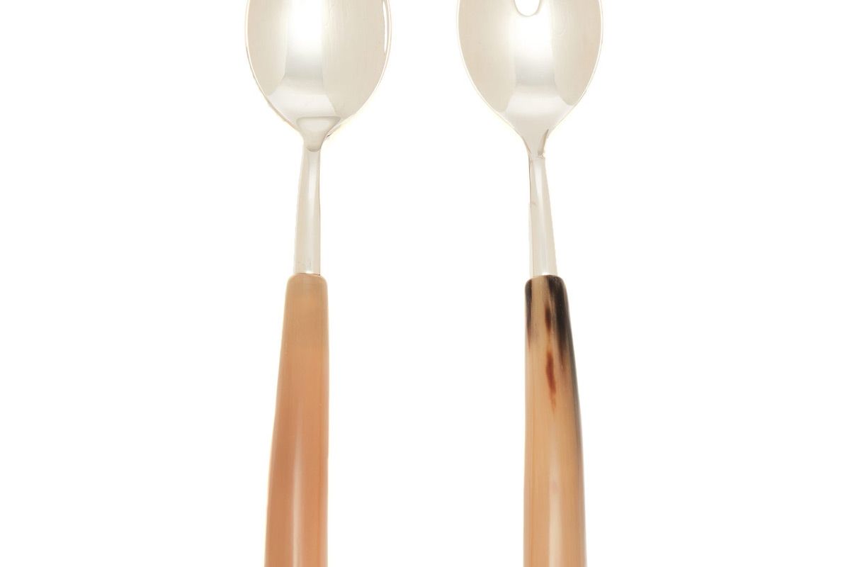 brunello cucinelli horn handle salad serving set