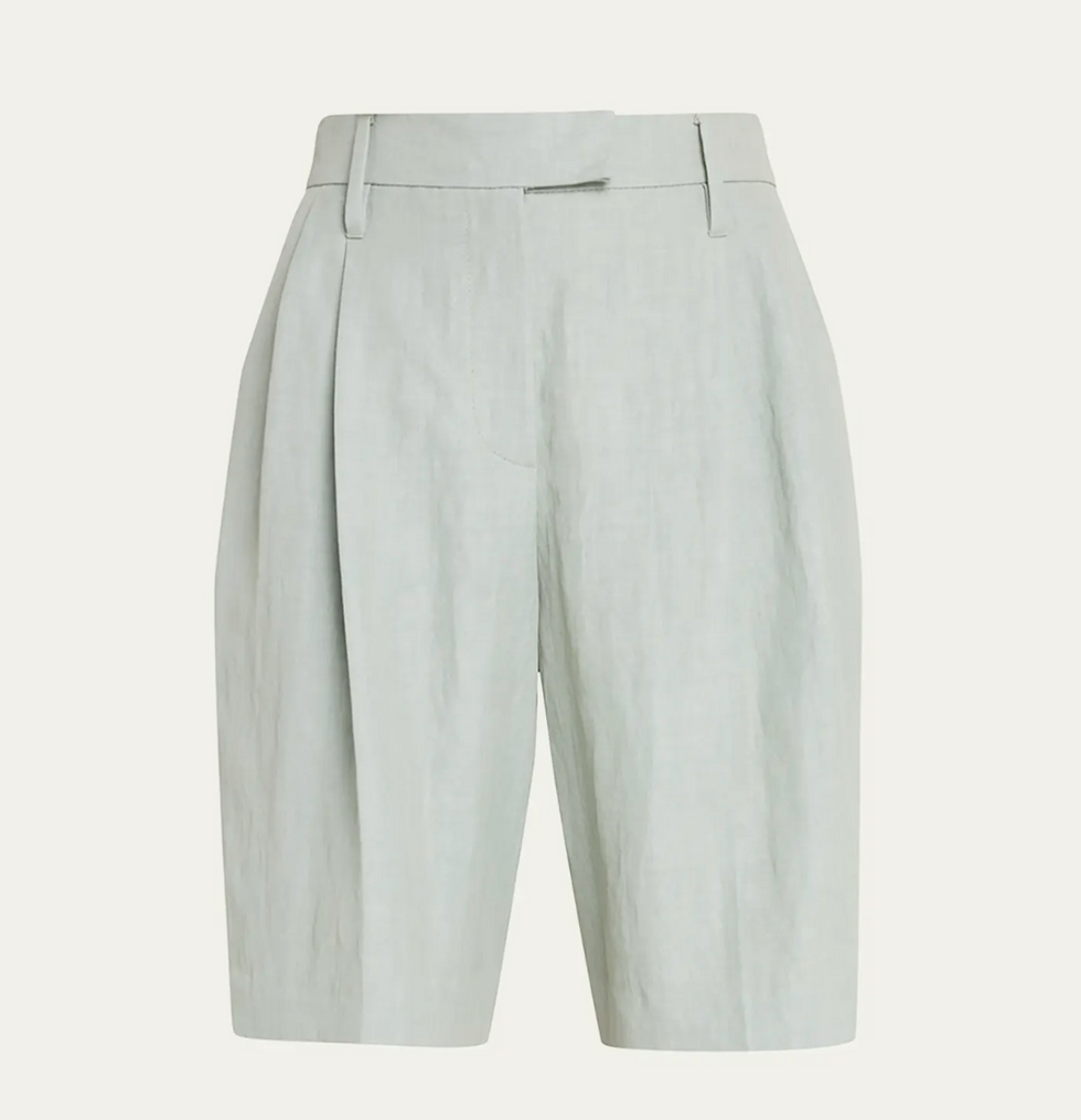 Brunello Cucinelli Linen Pleated Bermuda Shorts