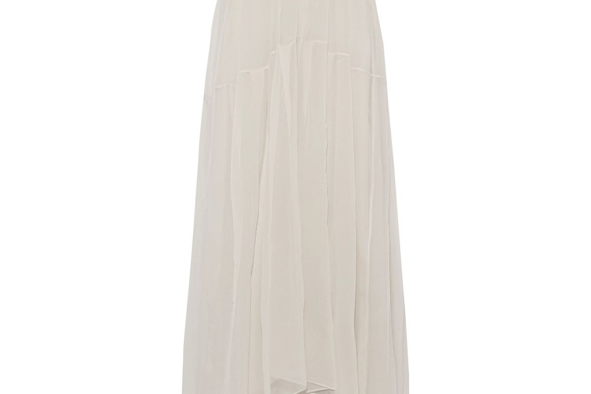 Pleated silk-organza maxi skirt