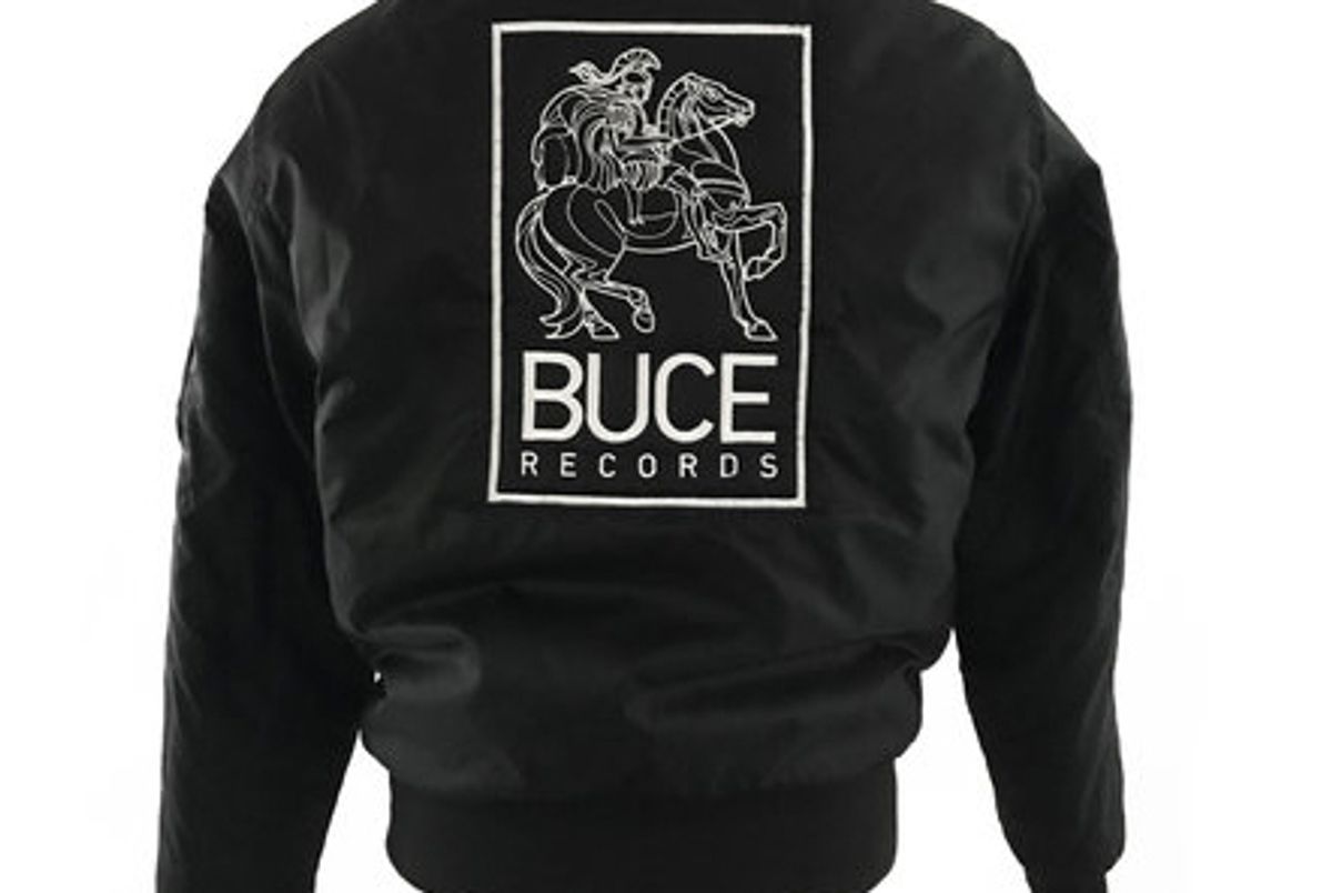 buce records embroidered bomber jacket