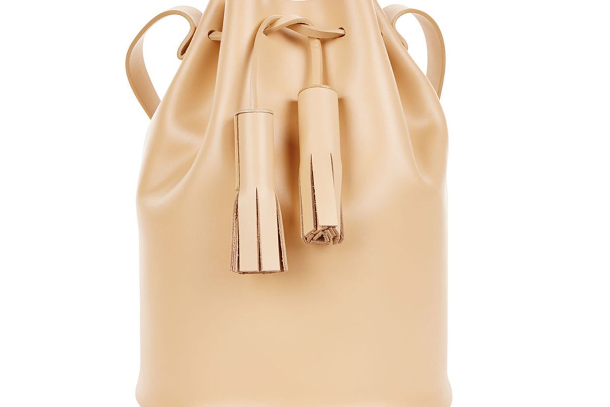 Apricot Leather Tassel Bucket Bag