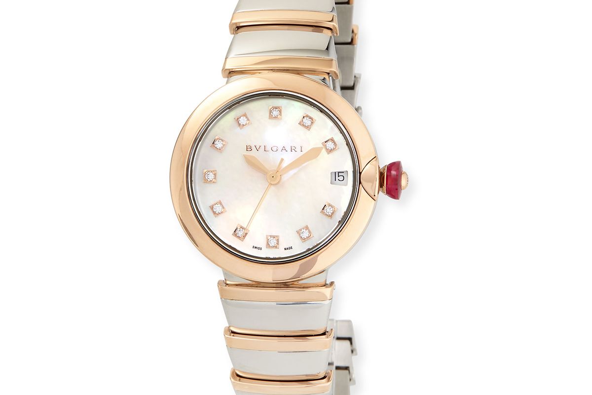 bulgari 33mm lvcea watch with diamonds