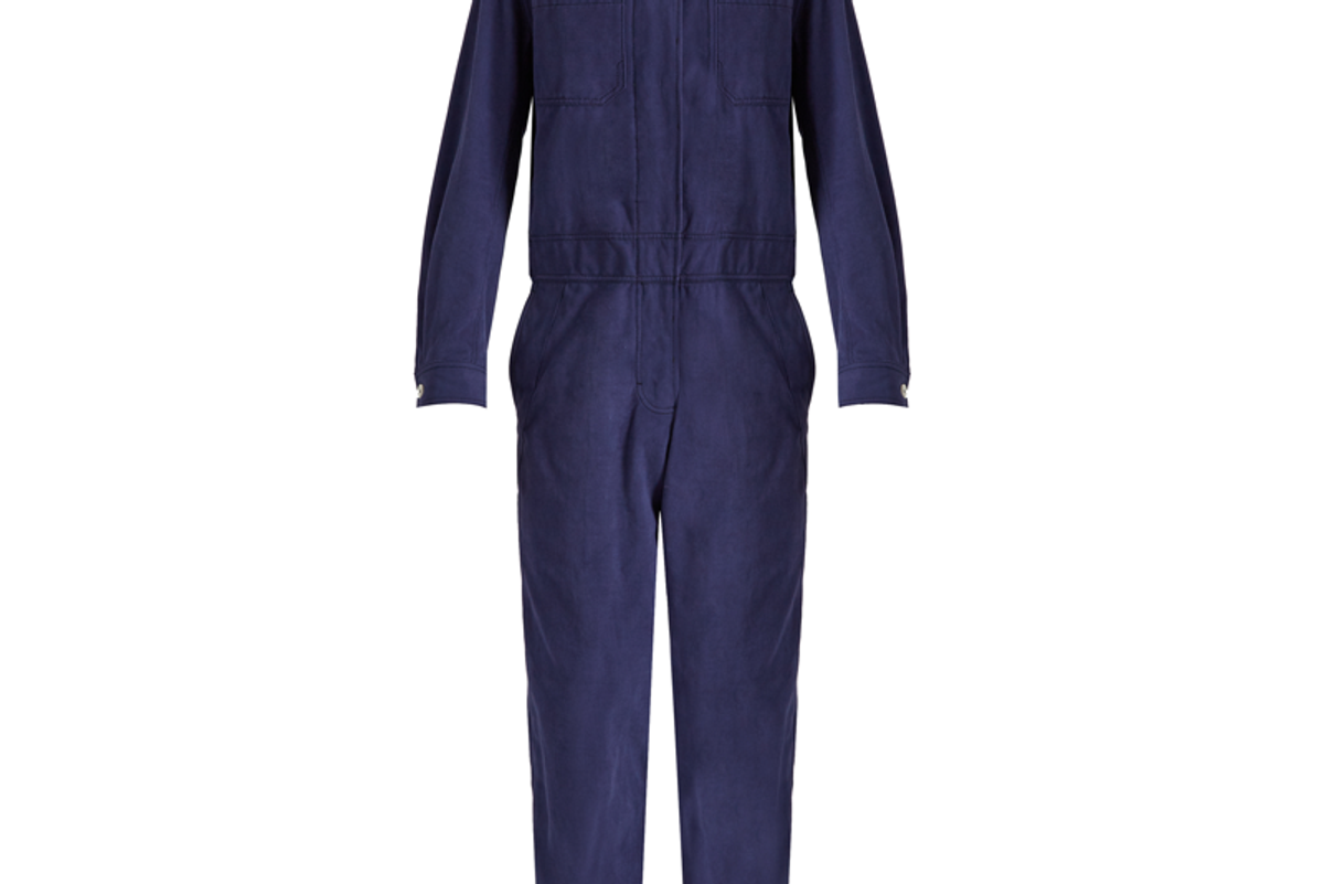 Lace-Appliqué Brushed-Twill Jumpsuit