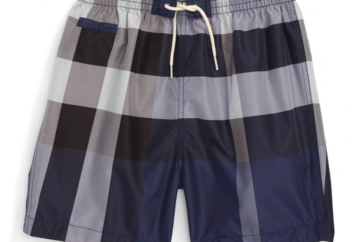 Saxon Check Print Swim Trunks