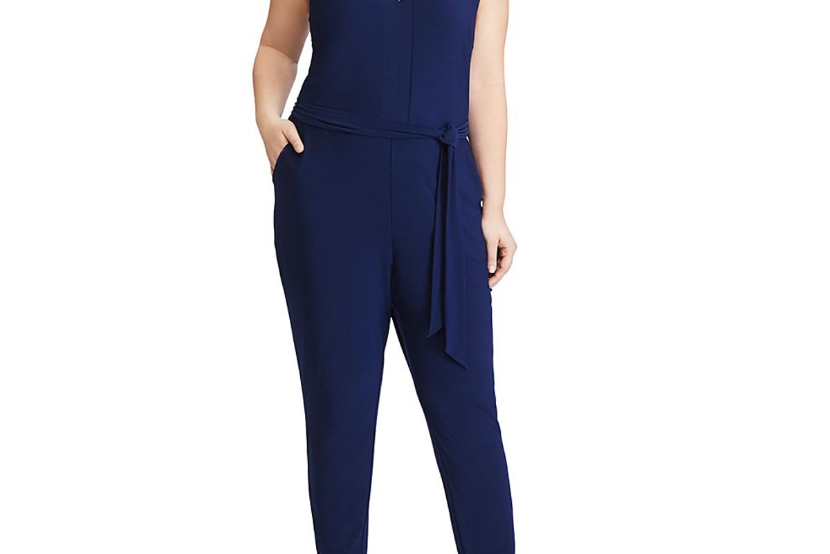 Plus Sleeveless Slim Leg Jumpsuit