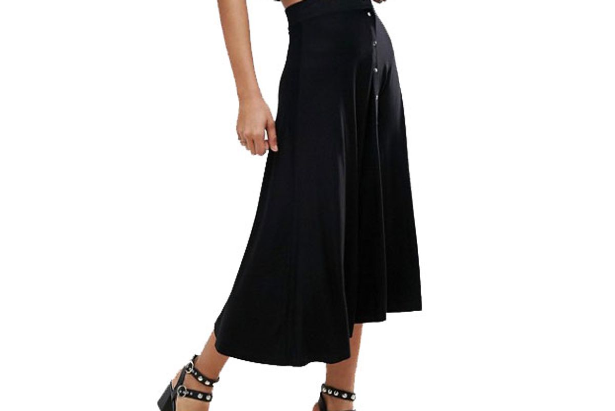 Tall Midi Skater Skirt with Poppers