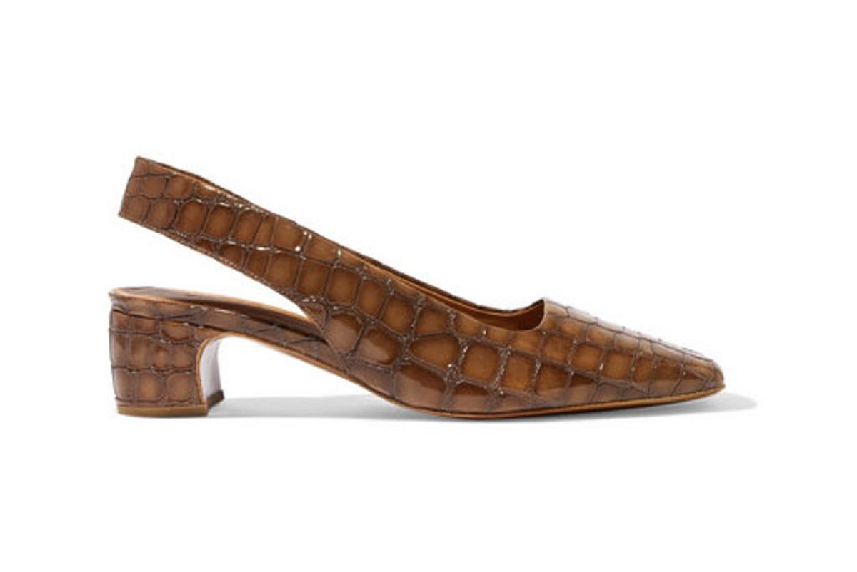 by far danielle croc effect leather slingback pumps