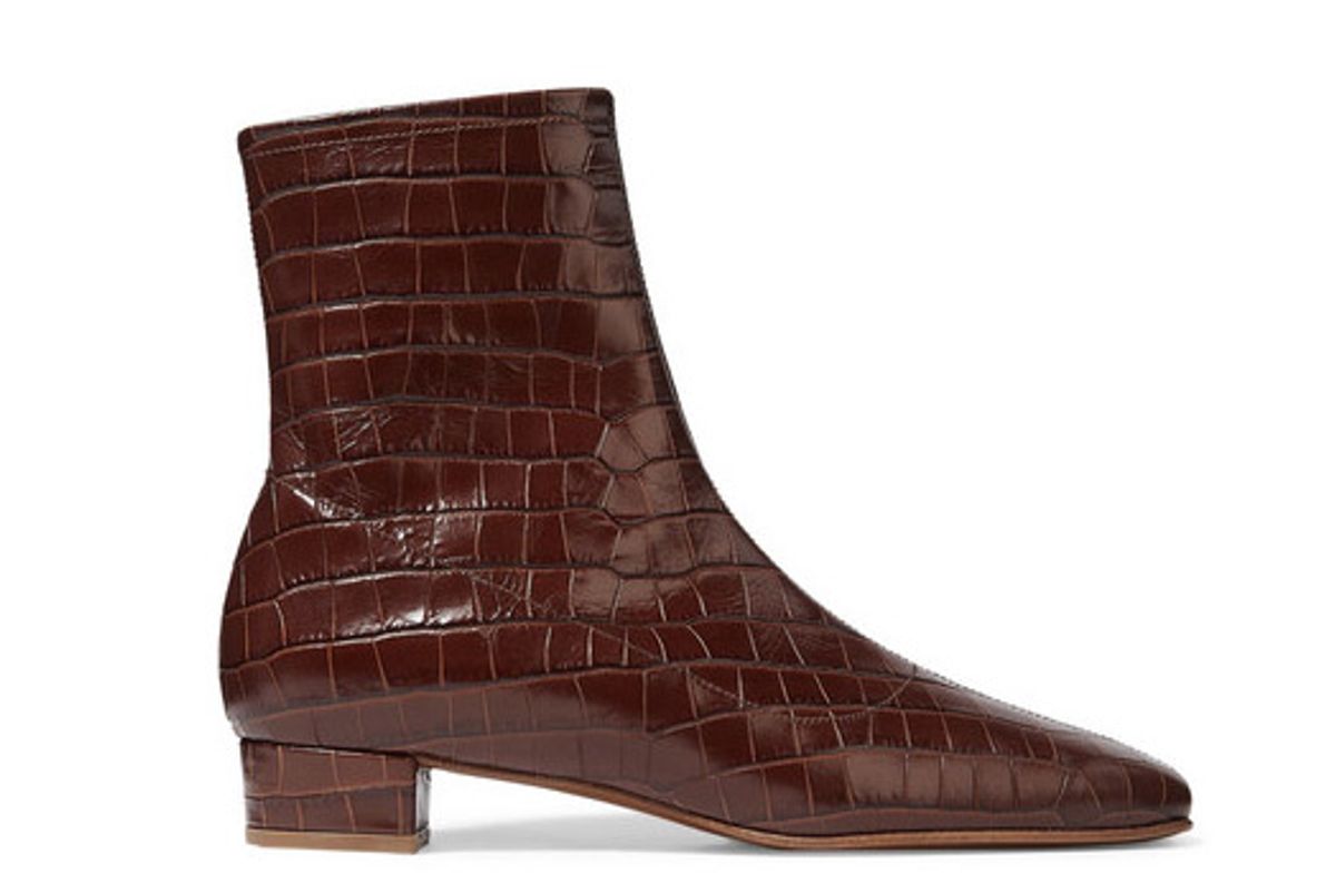 by far este croc effect leather ankle boots