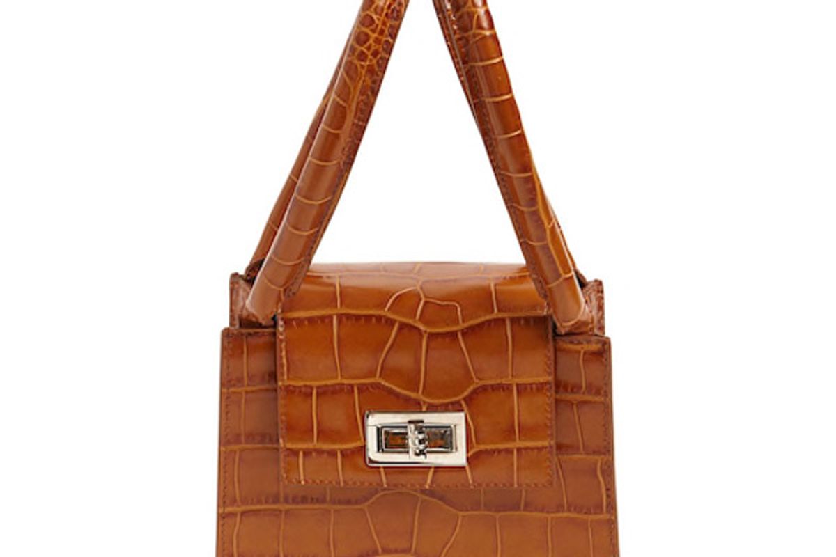 by far sabrina croc embossed leather top handle bag