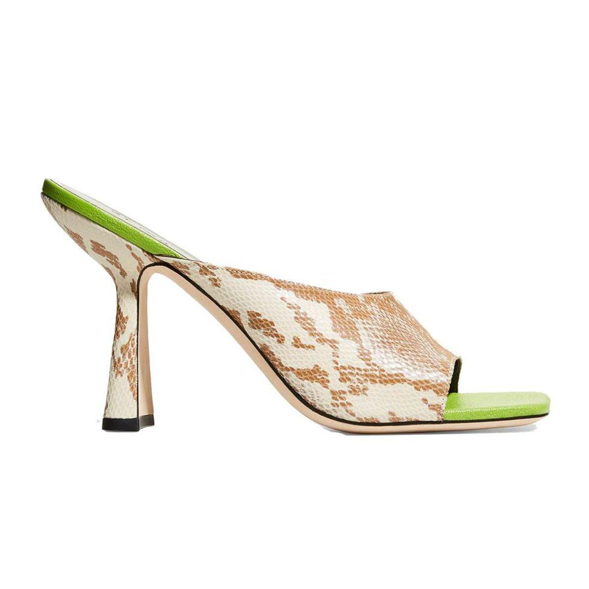 by far zaya snake print slide high heel sandals