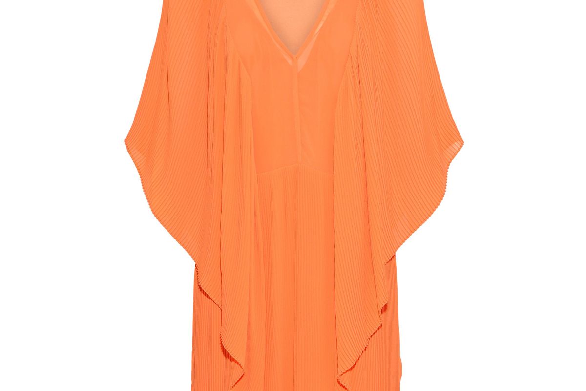 by malene birger draped plisse chiffon mini dress