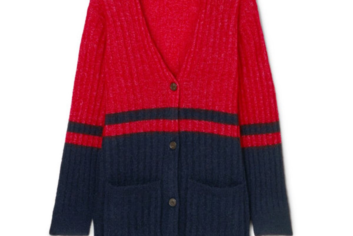 by malene birger two tone ribbed knit cardigan