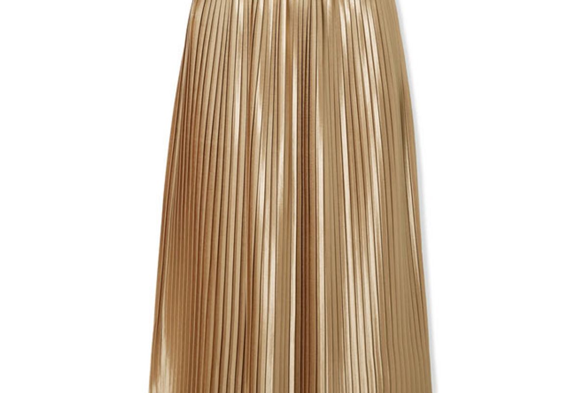 by malene birger verlano pleated satin midi skirt