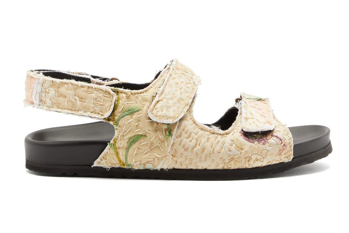 by walid felix velcro strap embroidered sandals