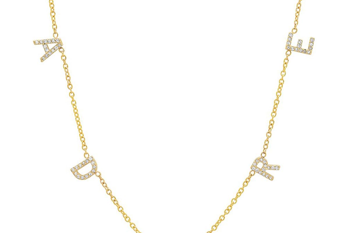 bychari the original diamond spaced letter necklace