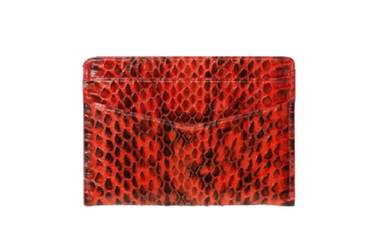 Credit Card Holder in Red Elaphe Snakeskin