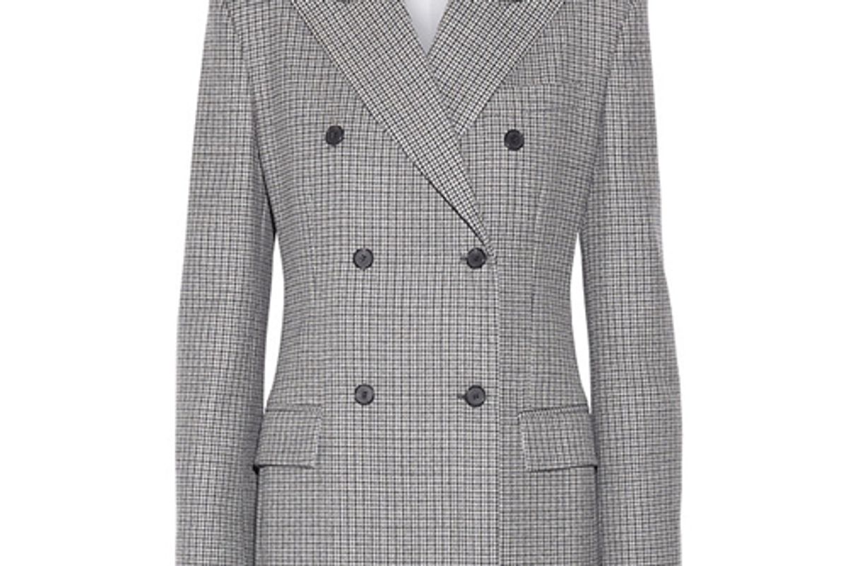 Calvin Klein Double-breasted Houndstooth Wool Blazer