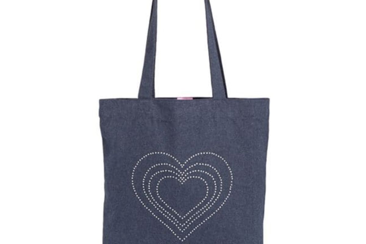 capsule 98 heart diamonte denim tote