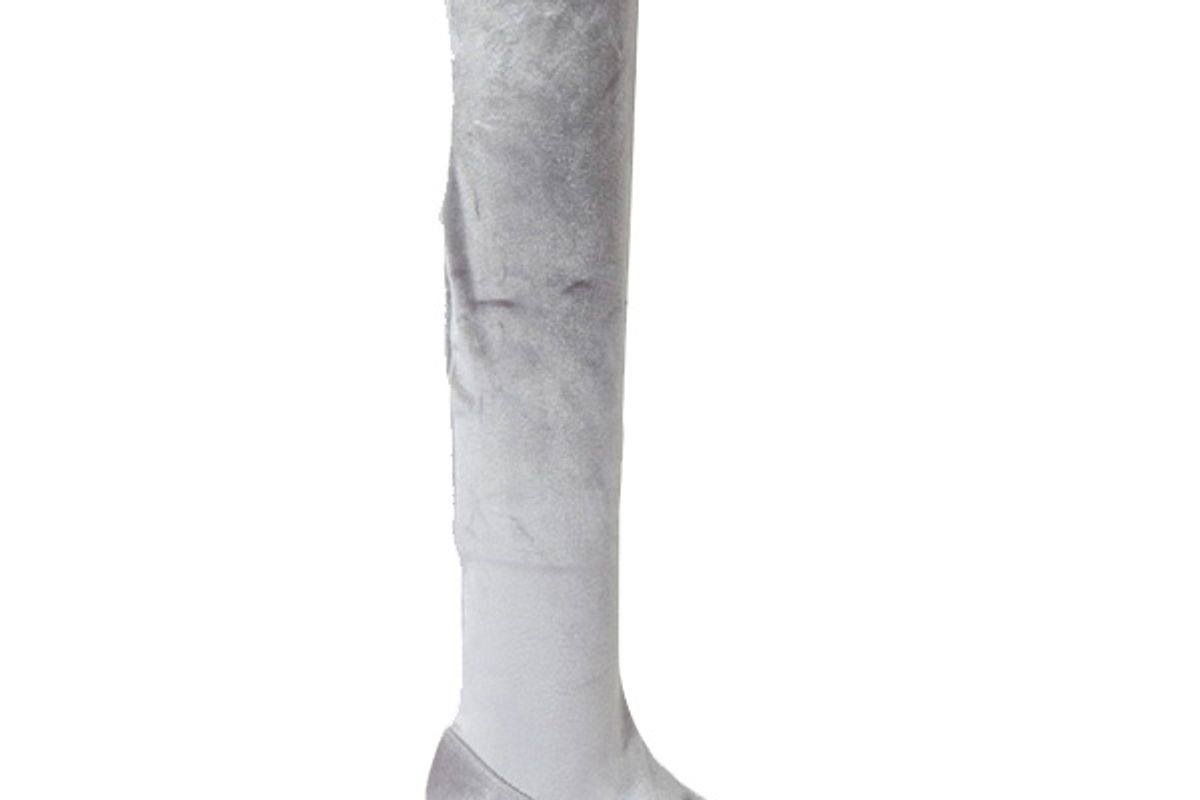 Melinda Grey Velvet Thigh High Boots