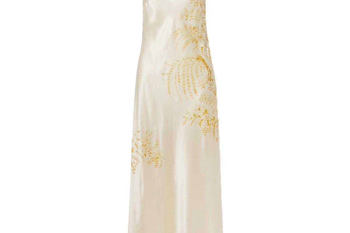 carine gilson lace trimmed printed silk satin nightdress