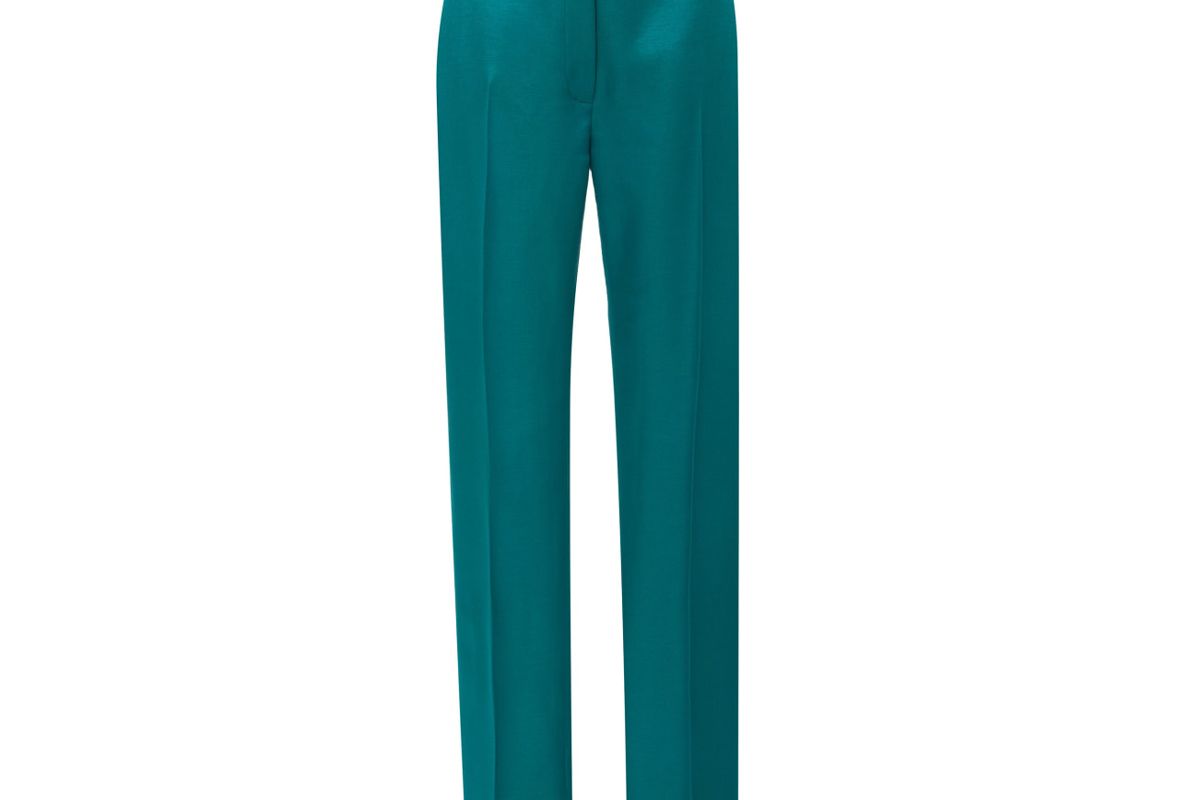 carolina herrera high waisted straight leg satin suit pants