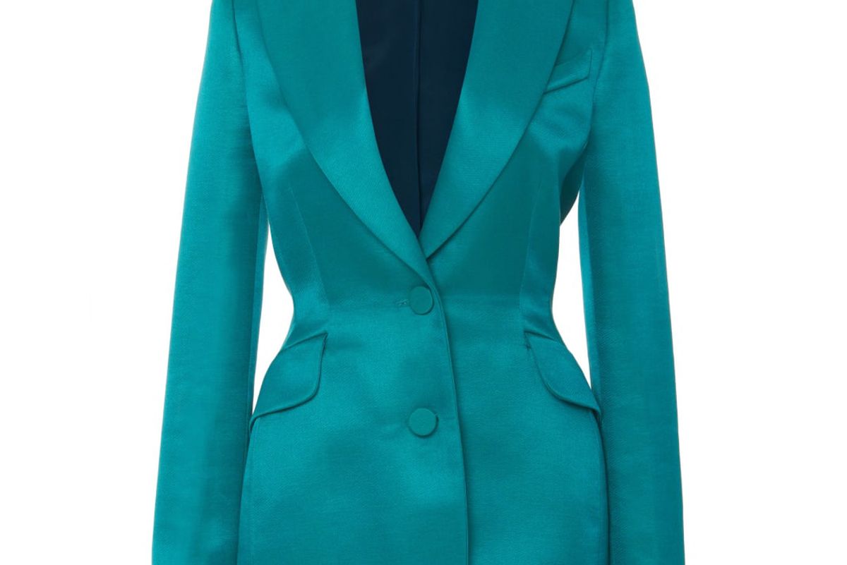 carolina herrera single breasted fitted satin blazer