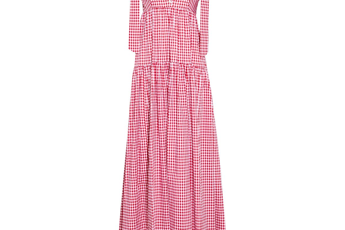 caroline constas elle gingham cotton poplin maxi dress