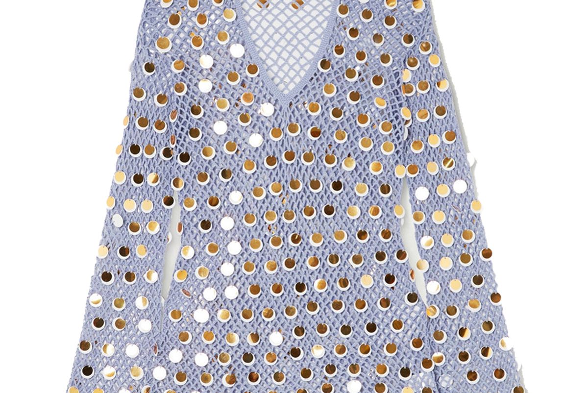 caroline constas paillette embellished crochet knit mini dress