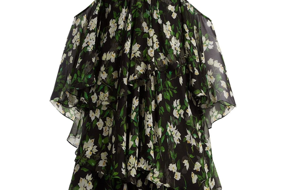 caroline constas paros floral print silk dress