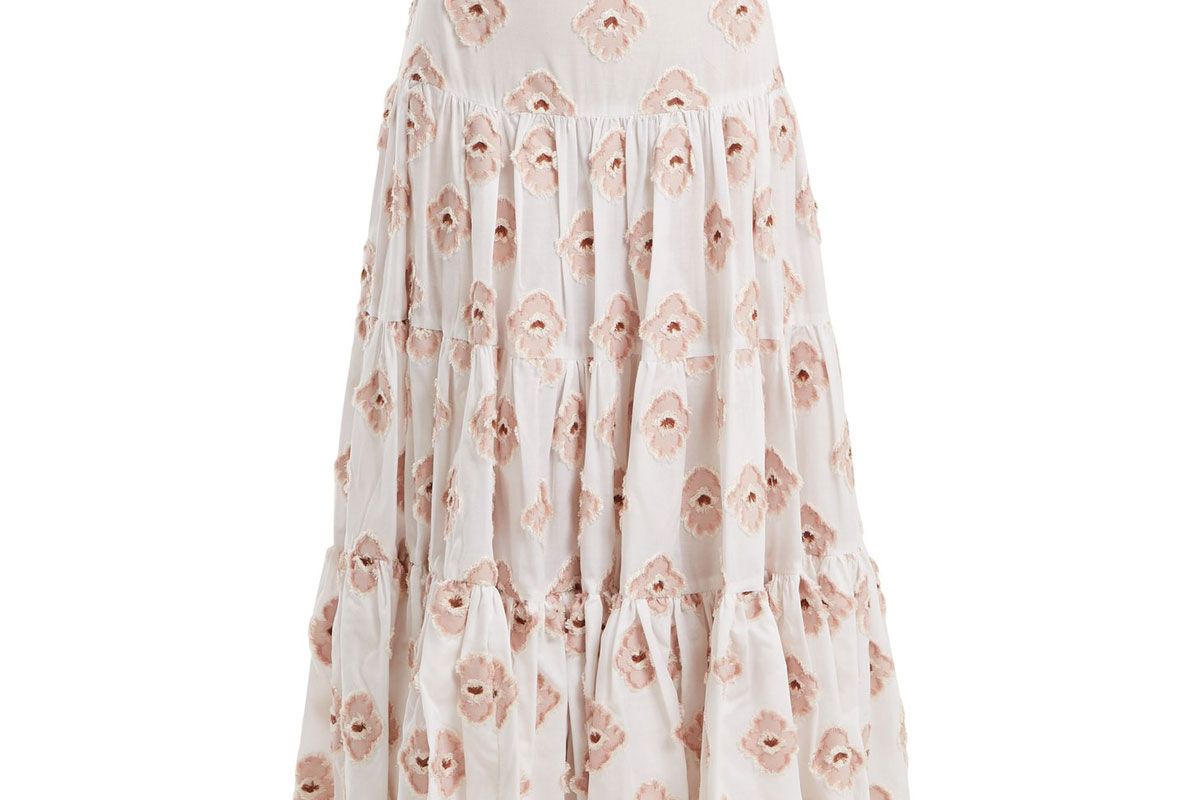 caroline constas peasant floral embroidered tiered skirt