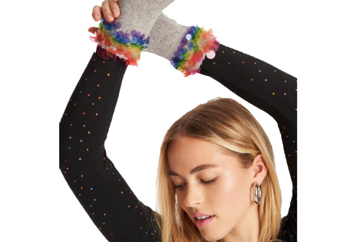 carolyn rowan x stephanie gotlieb fingerless gloves with rainbow paillettes