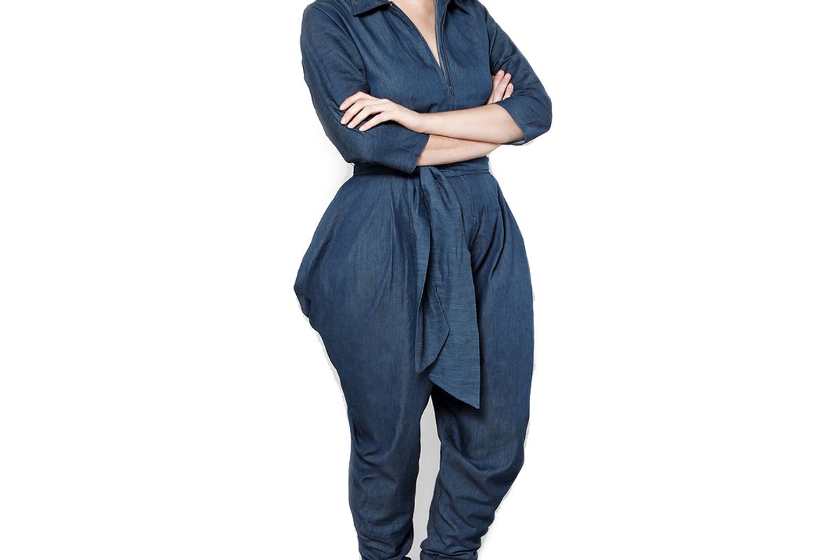 Mid Sleeved Denim Carpenter Jumpsuit