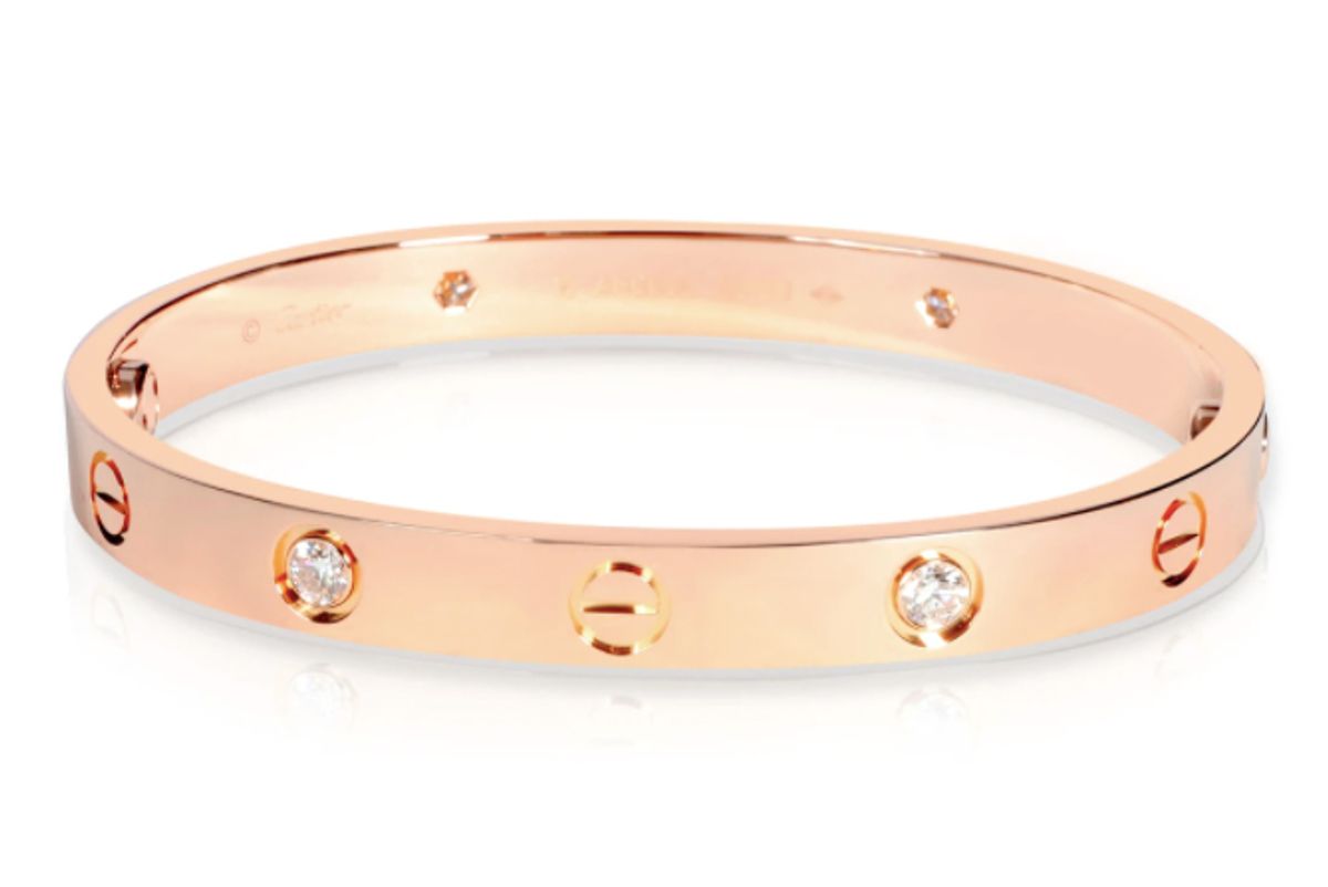 cartier 18k rose gold diamond love bracelet