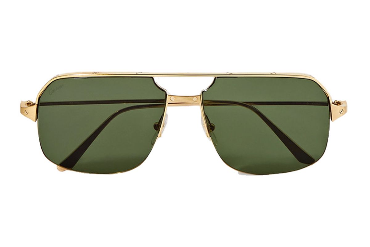 cartier eyewear santos aviator style gold tone sunglasses