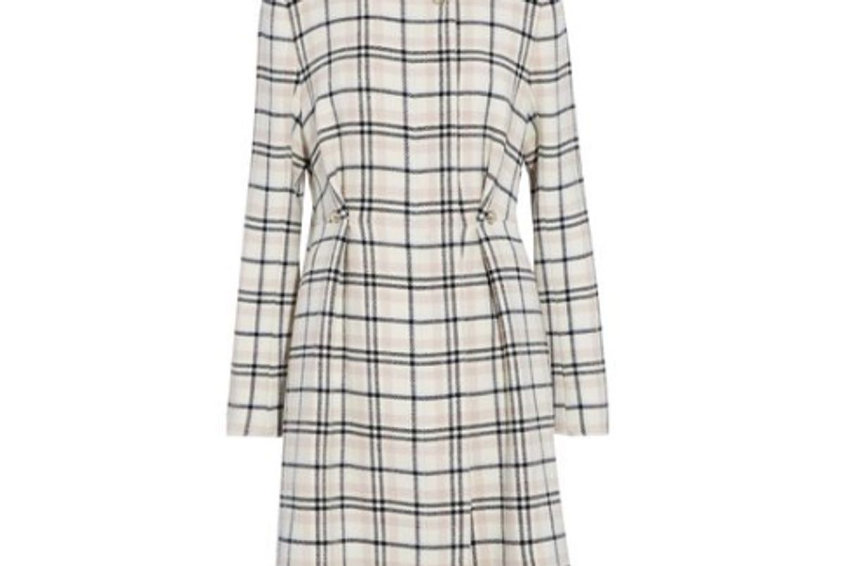 carven embellished checked wool blend coat