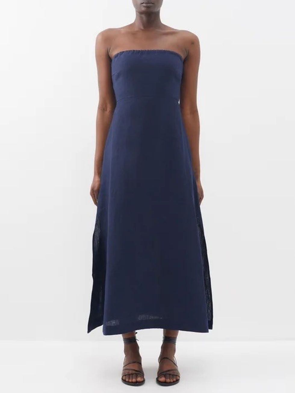 Casa Raki Penelope Strapless Organic-linen Midi Dress