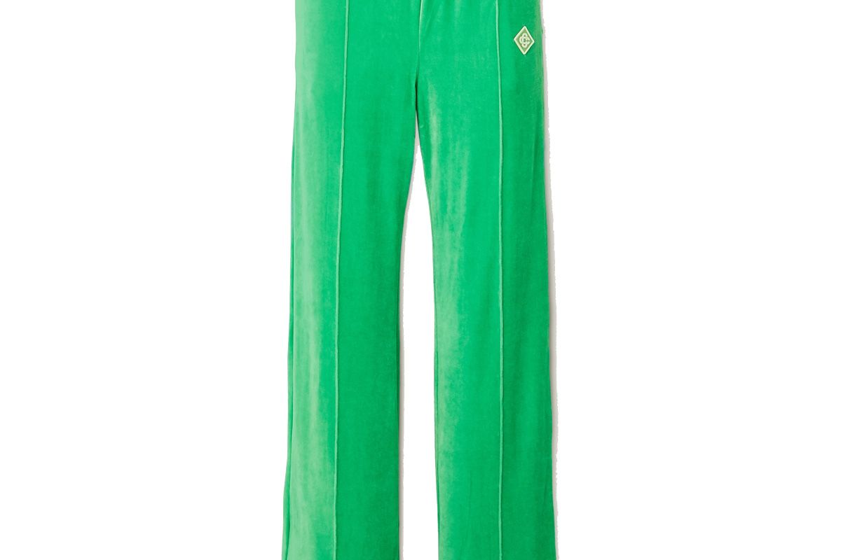 casablanca appliqued velour track pants