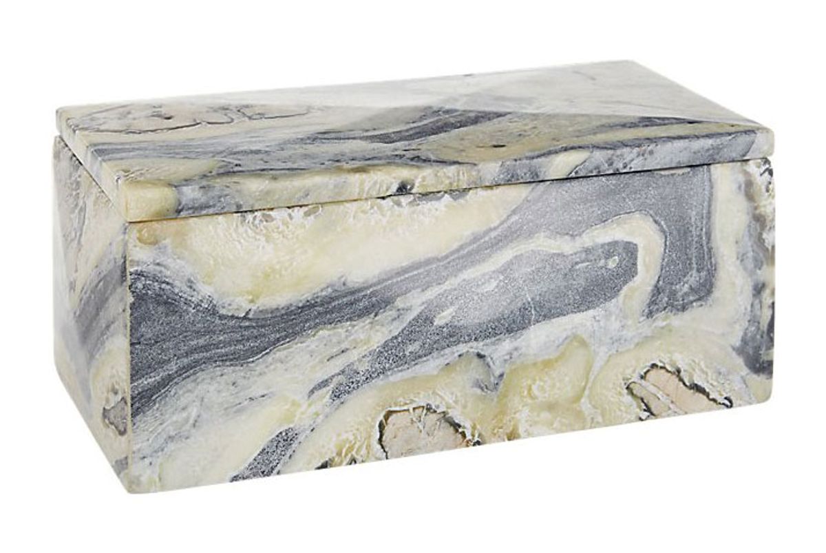 cb2 aspect grey marble box